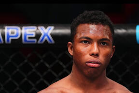 Mairon Santos prepares for his featherweight fight against Edwin Cooper Jr. during the filming of The Ultimate Fighter at UFC APEX on March 27, 2024 in Las Vegas, Nevada. (Photo by Chris Unger/Zuffa LLC)