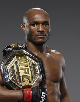 Kamaru Usman of Nigeria poses for a portrait after his victory during the UFC 258 event at UFC APEX on February 13, 2021 in Las Vegas, Nevada. (Photo by Mike Roach/Zuffa LLC)