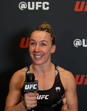 Strawweight Vanessa Demopoulos Reacts With UFC.com After Her Unanimous Decision Victory Over Kanako Murata At UFC Fight Night: Dawson vs Green On October 7, 2023.