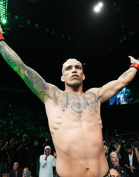 Charles Oliveira of Brazil prepares to fight Islam Makhachev of Russia in their UFC lightweight championship fight during the UFC 280 event at Etihad Arena on October 22, 2022 in Abu Dhabi, United Arab Emirates. (Photo by Chris Unger/Zuffa LLC)