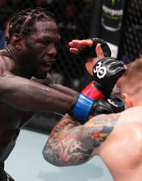 Jared Cannonier punches Marvin Vettori in a middleweight fight during the UFC Fight Night event at UFC APEX on June 17, 2023 in Las Vegas, Nevada. (Photo by Chris Unger/Zuffa LLC)