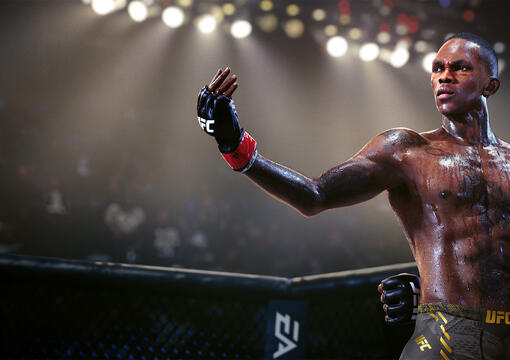 A screenshot of Israel Adesanya from EA Sports UFC 5