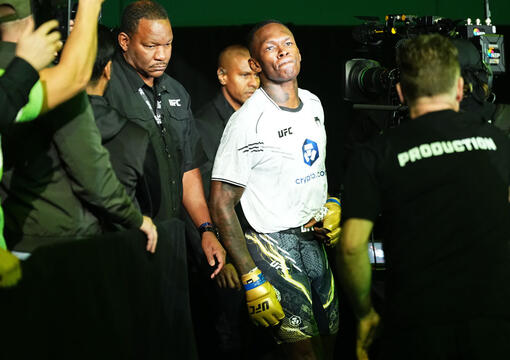 Israel Adesanya of Nigeria prepares to face Dricus Du Plessis of South Africa in the UFC middleweight championship fight during the UFC 305 event at RAC Arena on August 18, 2024 in Perth, Australia. (Photo by Jeff Bottari/Zuffa LLC)