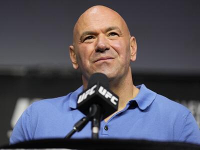 UFC CEO Dana White is seen on stage during the UFC 299 press conference at Kaseya Center on March 07, 2024 in Miami, Florida. (Photo by Mike Roach/Zuffa LLC via Getty Images)