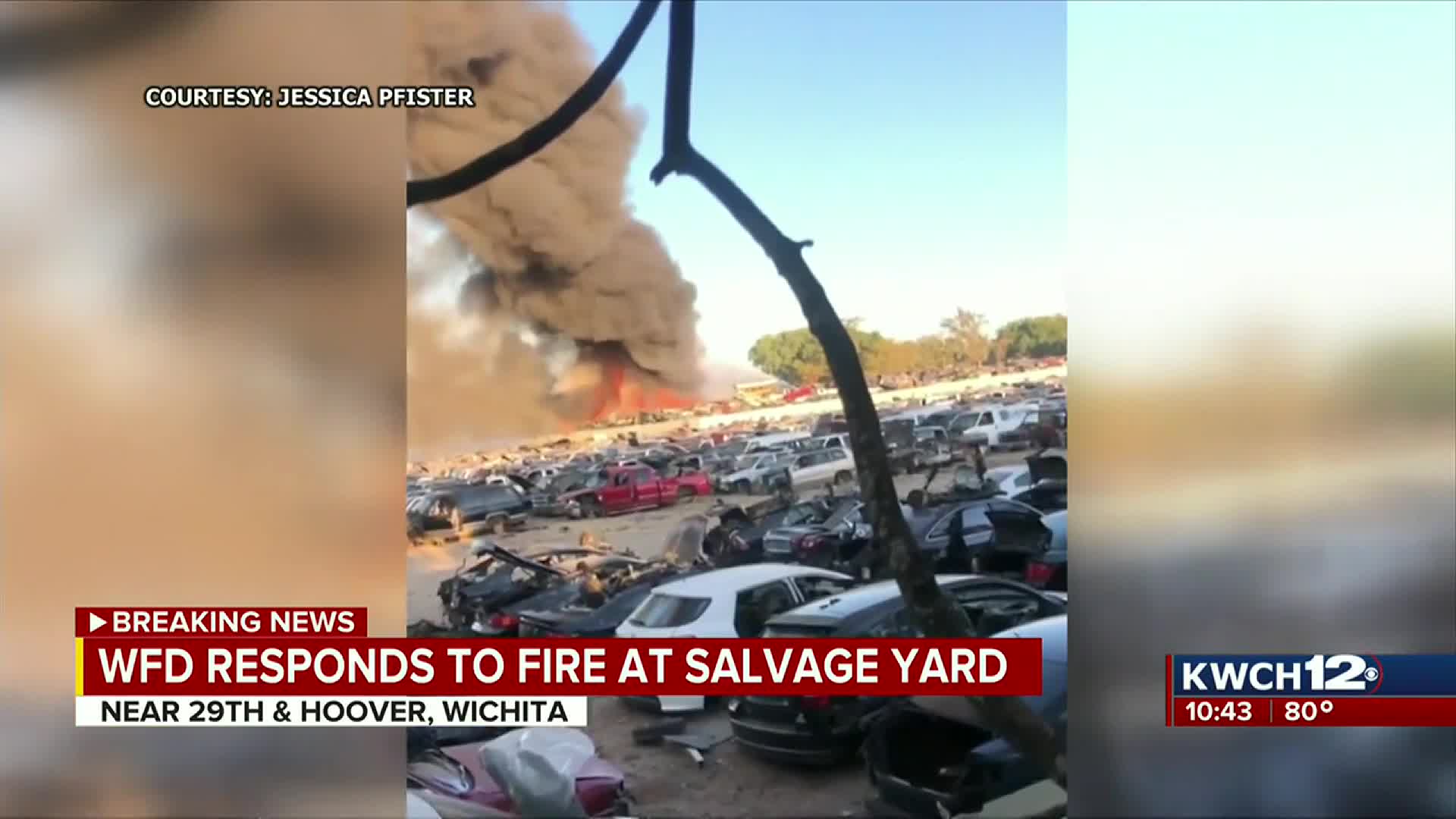 Fire Burns In West Wichita Salvage Yard