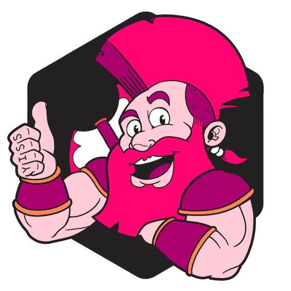 A dwarf with a pink mohawk giving a thumbs-up