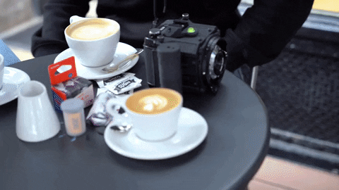 morning coffee at Dora Goodman Cameras