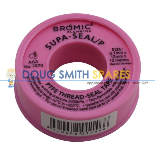 7170382BR Bromic Gas PTFE Pink Thread Seal Tape (10m x 10mm)