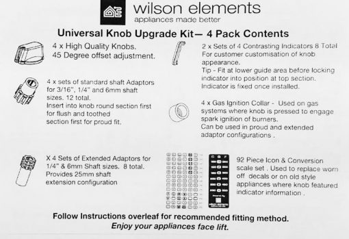 Wilson Universal Cooktop Appliance Knobs Installation Instructions 1