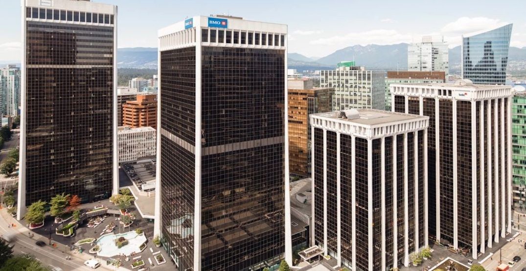 The four towers of the Bentall Centre office complex in downtown Vancouver. (Hudson Pacific Properties)