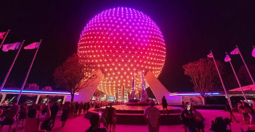 Spaceship Earth at Epcot during the Walt Disney World 50th Anniversary Celebration. (Kenneth Chan/Daily Hive)