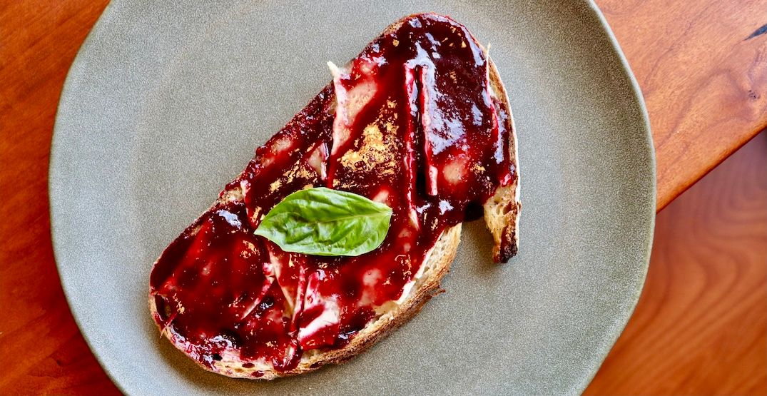The Blackberry Sourdough Toast from Slo Coffee (Hanna McLean/Daily Hive)