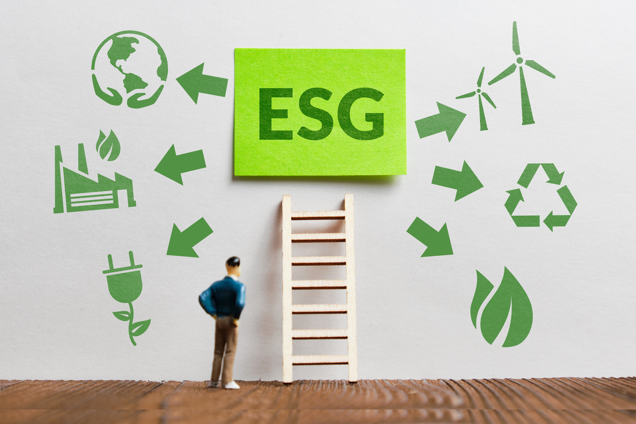 ESG ou governança social ambiental. Conceito de desenvolver um plano de investimento de conservação da natureza.