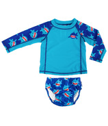 ZOOCCHINI Rashguard Top and Swim Diaper Set Shark