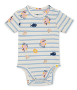 Rise Little Earthling Short Sleeve Bodysuit Chambray Blue Stripes