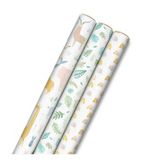 Hallmark Recycled Wrapping Paper Animals, Grey Gingham, Rainbows