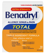 Benadryl Total Allergy Sinus & Pain Medicine Extra Strength 25mg