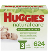 Huggies Natural Care Sensitive Unscented Baby Wipes 3 Refill Packs