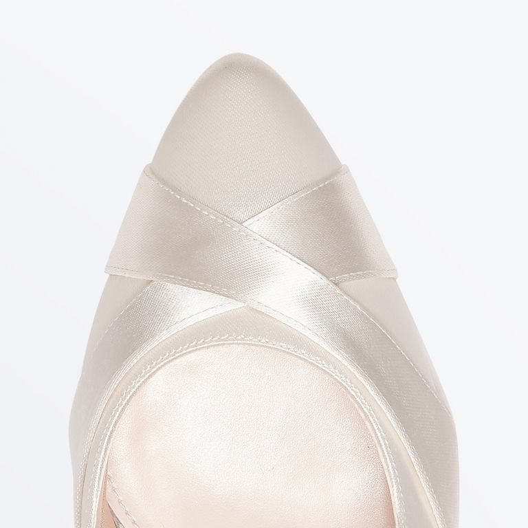 Lexi Ivory Satin Wide Fitting Wedding Shoe Rainbow Club