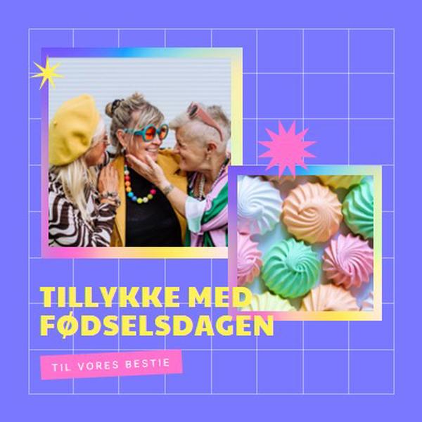 Tillykke med fødselsdagen, bedste ven purple bold,bright,geometric