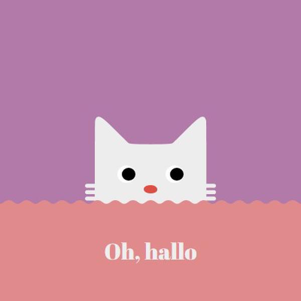 Oh, hallo red cute,simple,cat,neutral,bright,fun