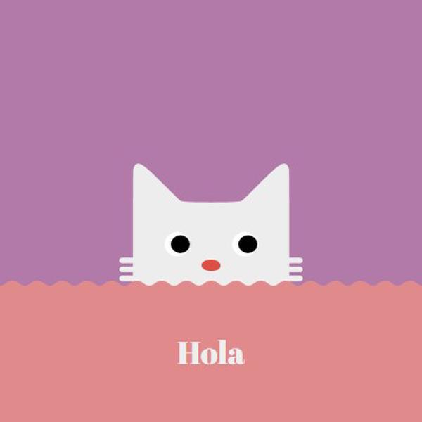 Hola red cute,simple,cat,neutral,bright,fun