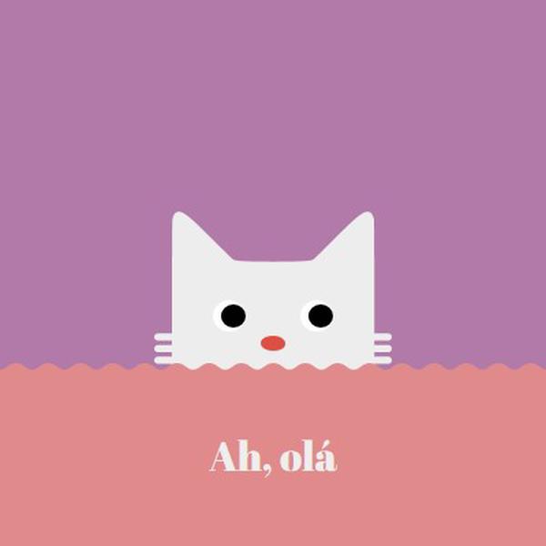 Ah, olá red cute,simple,cat,neutral,bright,fun