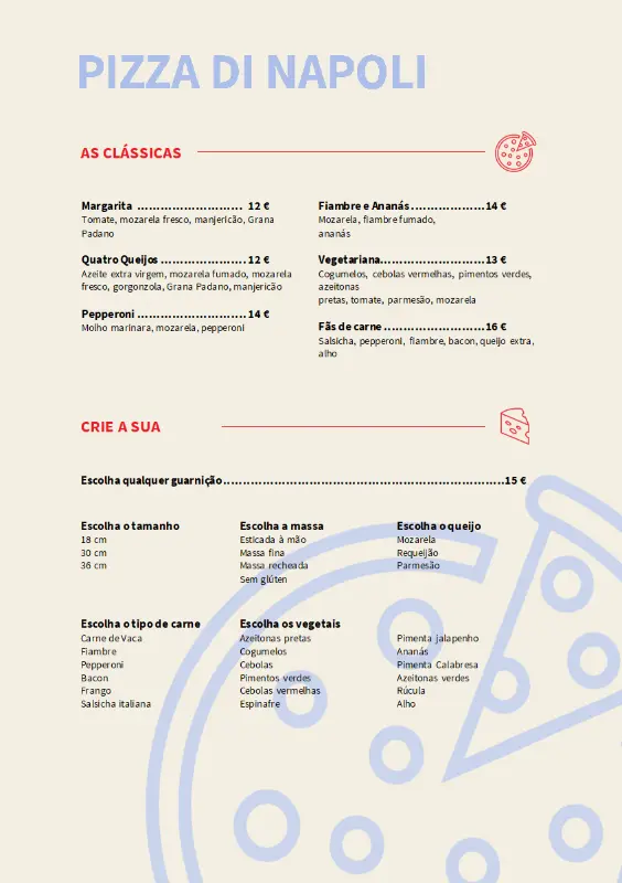 Menu de pizza  yellow modern-simple