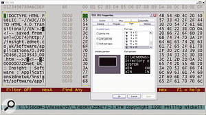 I've been using Phillip Nickell's DOS-based FED (File Editor) for years to examine the contents of files, and it still runs perfectly well under Windows XP, in a window, with plenty of user options accessed from its Properties dialogue.
