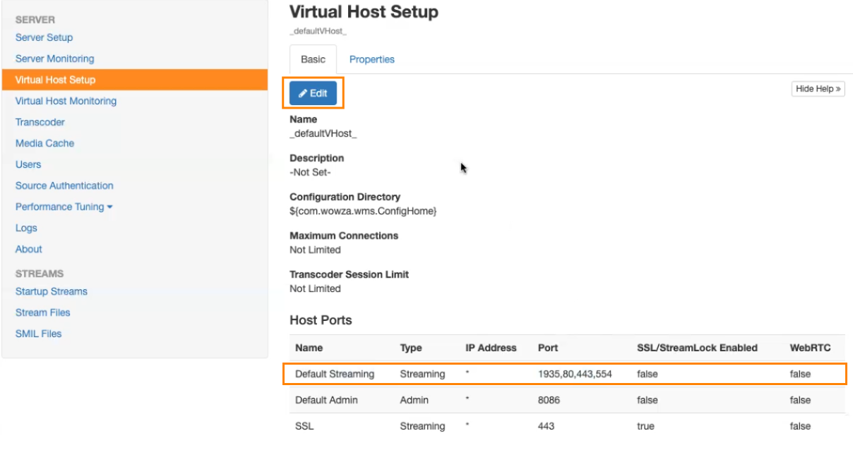 configure host port