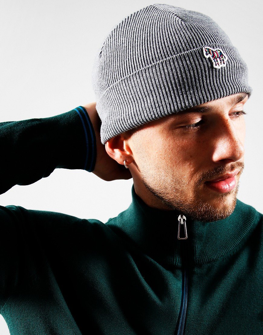 Paul Smith Ribbed Zebra Beanie Slate Terraces Menswear