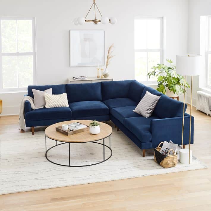 blue modular sofa