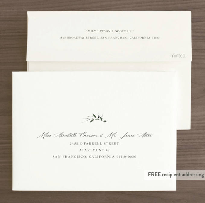 invitations avec enveloppes adressées