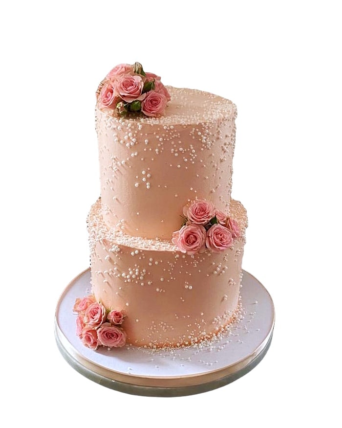 pink pearl wedding cakes 2 tier