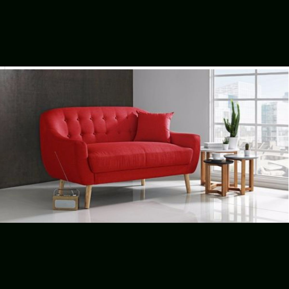 Widely Used Hygena Lexie Retro Compact Fabric 2 Seater Sofa – Poppy Red Pertaining To Retro Sofas (Photo 2 of 15)