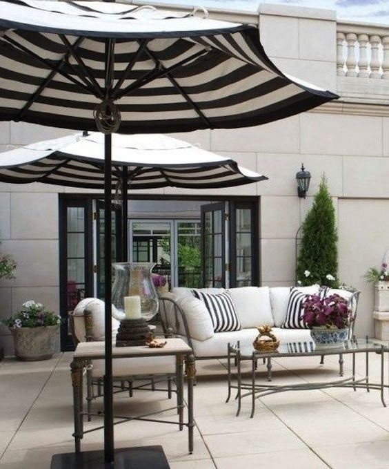Featured Photo of Black And White Striped Patio Umbrellas