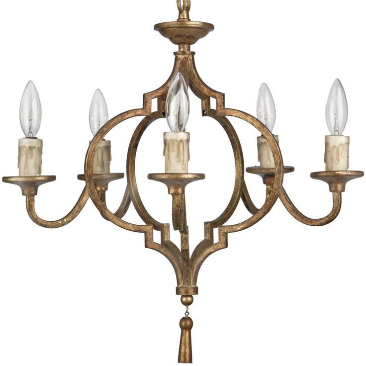 Coraline French Country Antique Gold Arabesque 5 Light Regarding Most Up To Date Antique Gild One Light Chandeliers (Photo 2 of 15)