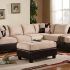 3Pc Bonded Leather Upholstered Wooden Sectional Sofas Brown