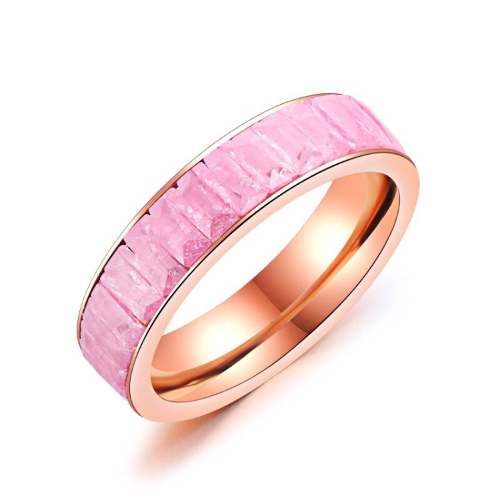 Stainless Steel Multi-layer Pink Rectangular Rose Gold Ring