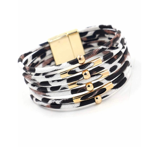 Leopard Magnetic Bracelet White
