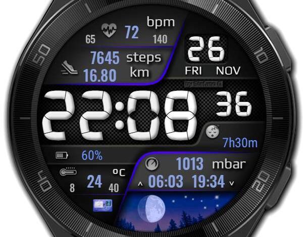 Beautiful crafted digital watch face theme