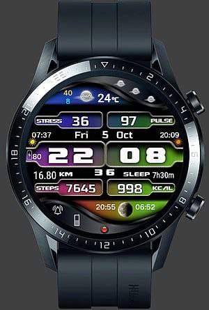 Colorful future weather predictable digital watch face theme