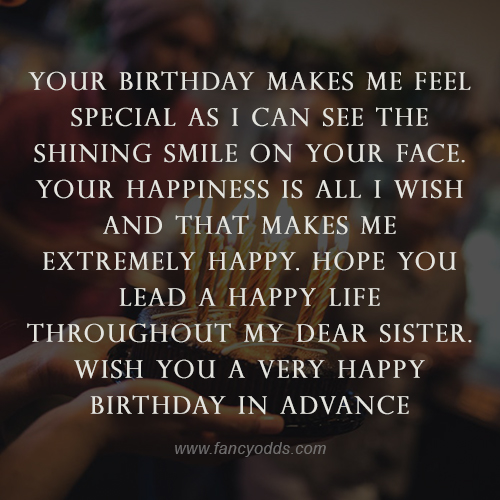 Advance Birthday Wishes  Messages With Images  Wish You A Very Happy  Birthday In Advance Quotes  FancyOdds