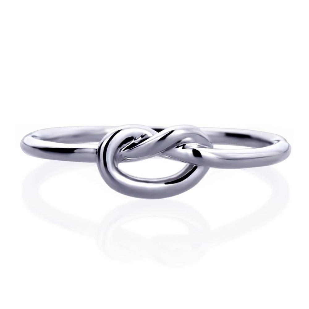 Double Accent | 14k White Gold Rhodium Plated, Wedding Ring Plain With Celtic Love Knot Engagement Rings (Gallery 10 of 15)