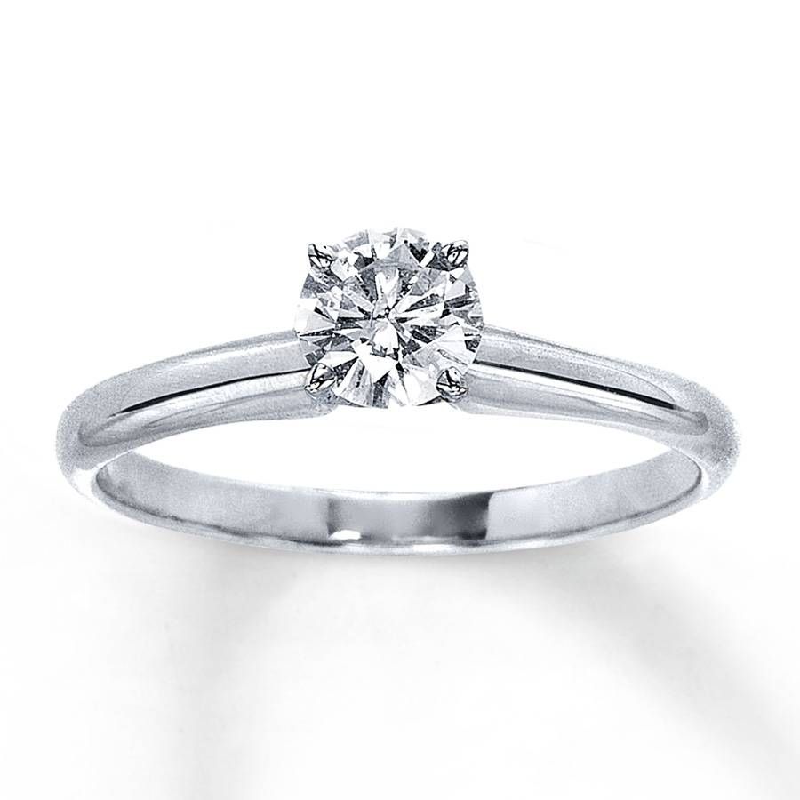Jared – Diamond Solitaire Ring 1/2 Carat Round Cut 14k White Gold For 14 Karat Wedding Rings (Gallery 15 of 15)