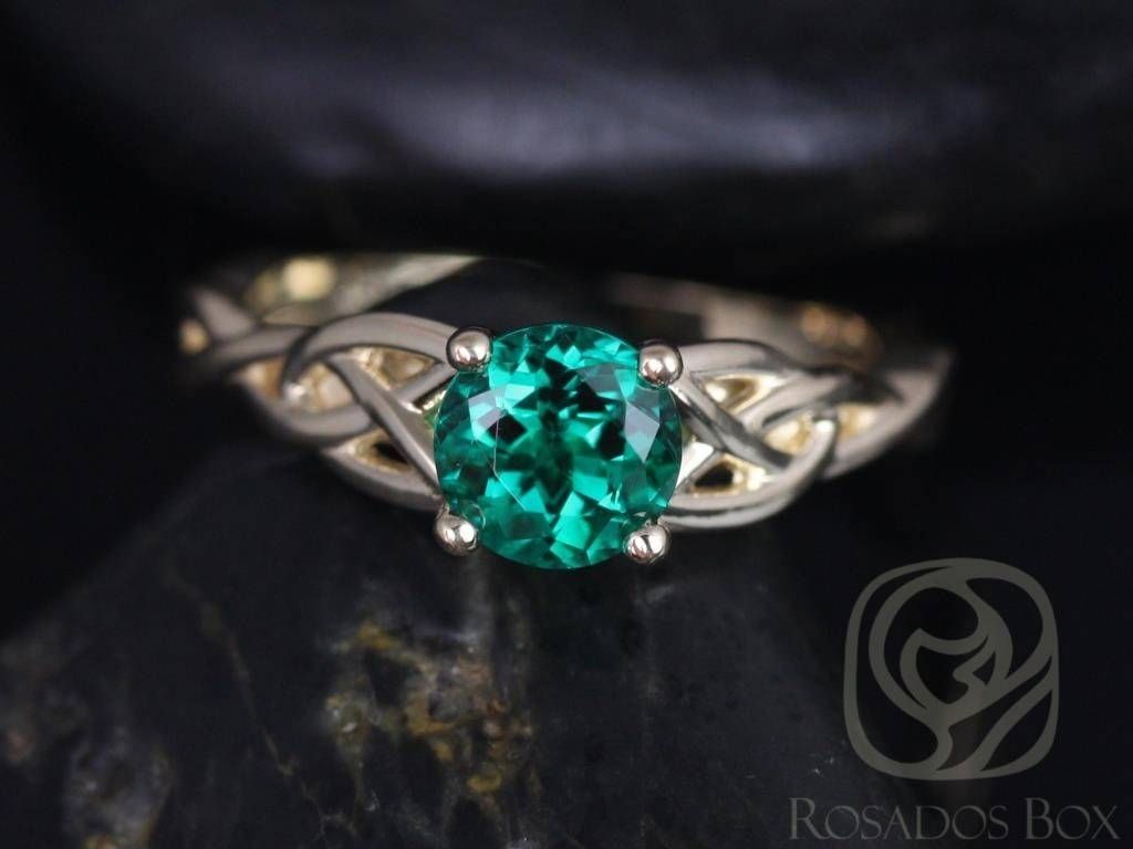 Rosados Box Cassidy 6mm 14kt Yellow Gold Round Emerald Celtic Knot For Celtic Emerald Engagement Rings (Gallery 3 of 15)