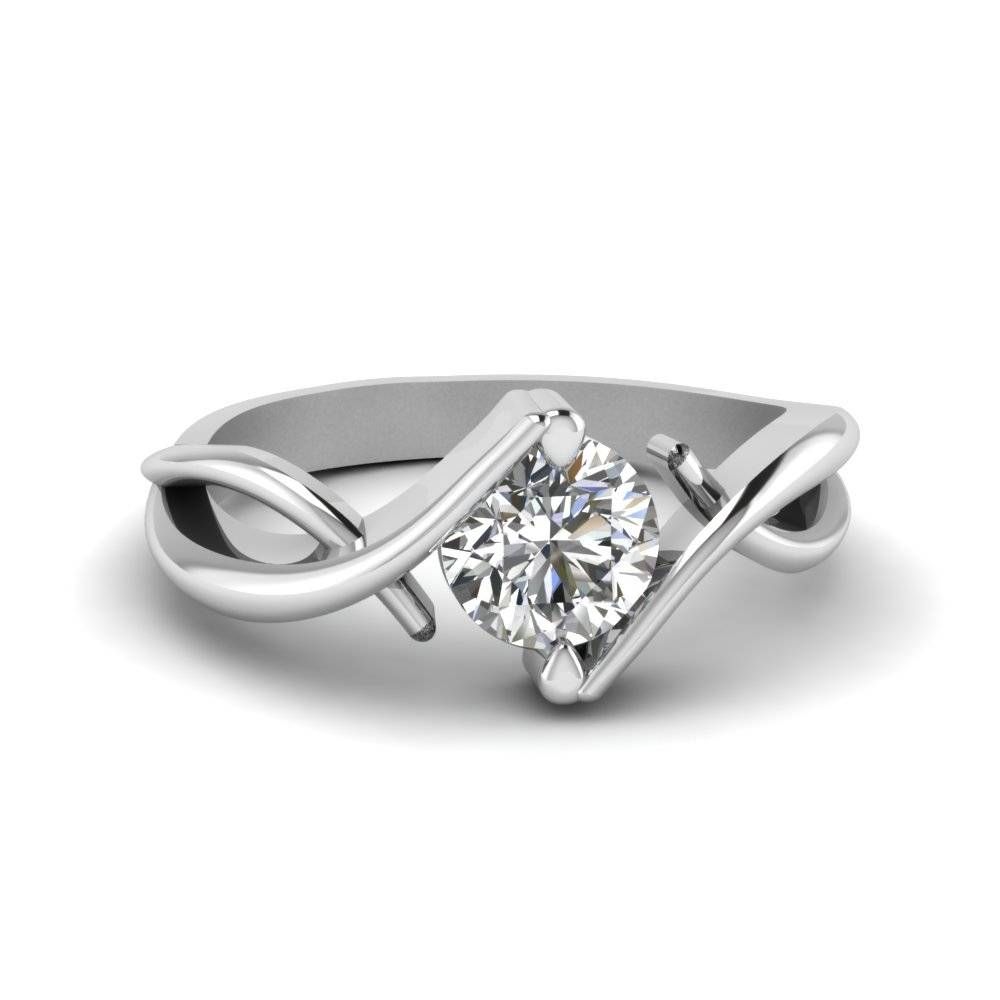 Round Cut Beautiful Twist Single Diamond Engagement Ring In 14k Intended For Diamond Solitaire Wedding Rings (Gallery 15 of 15)