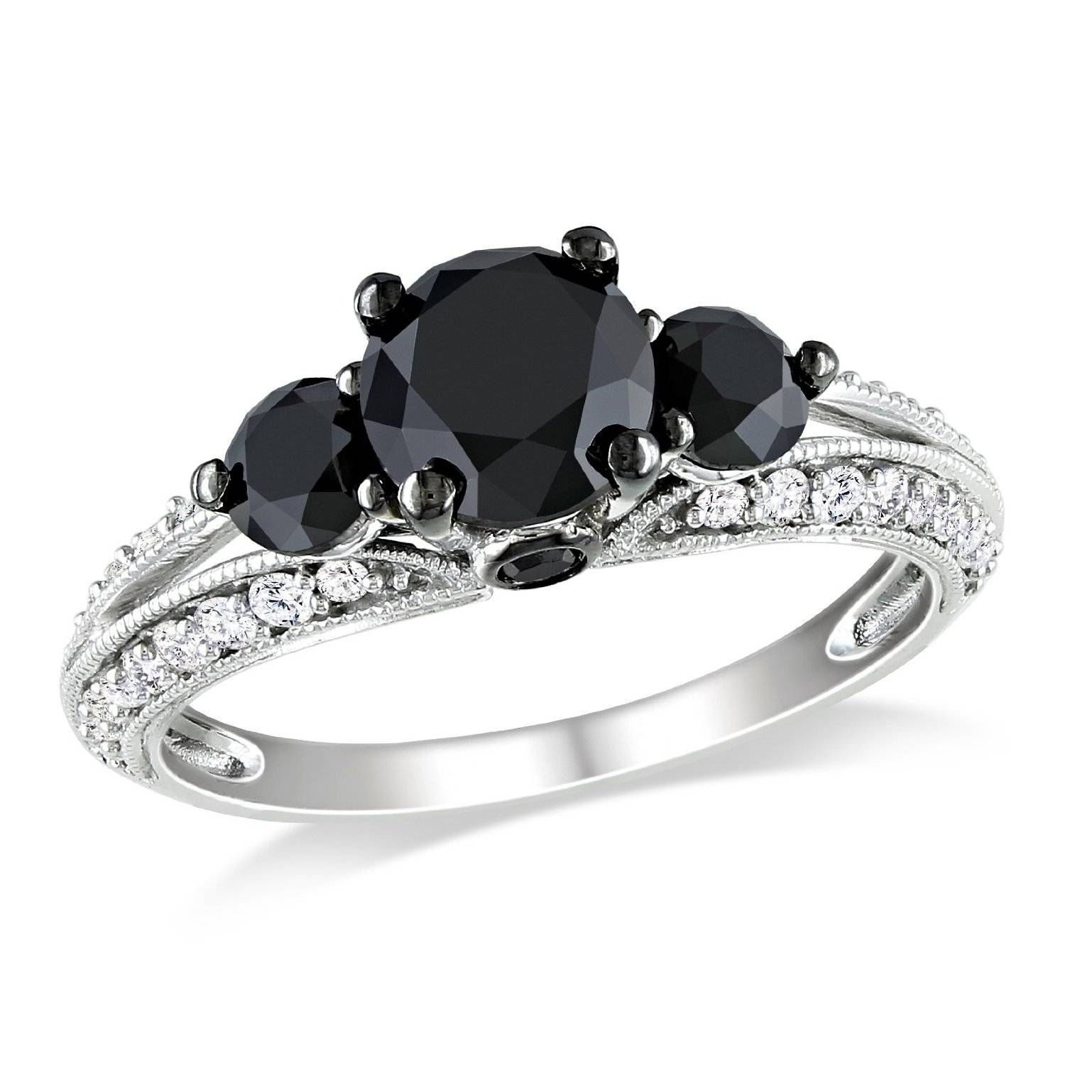 White Gold Black & White Diamond Engagement Ring – Unusual For Black Gold Diamond Wedding Rings (Gallery 9 of 15)