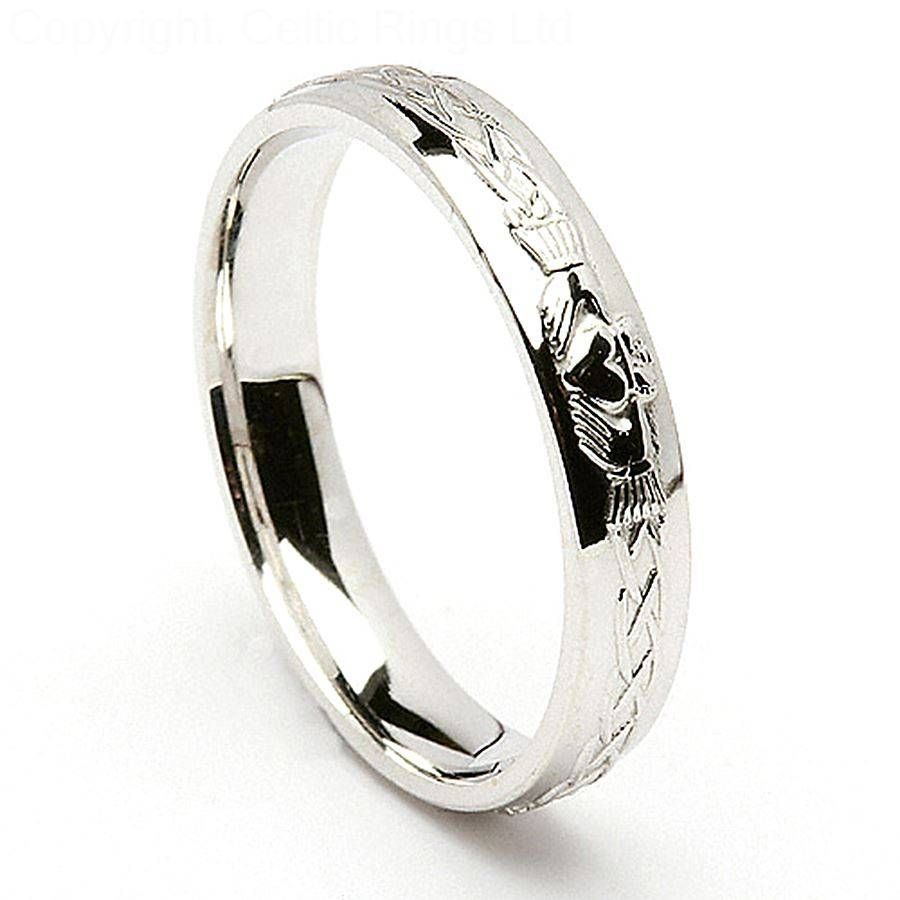 Featured Photo of Mens White Gold Claddagh Wedding Bands