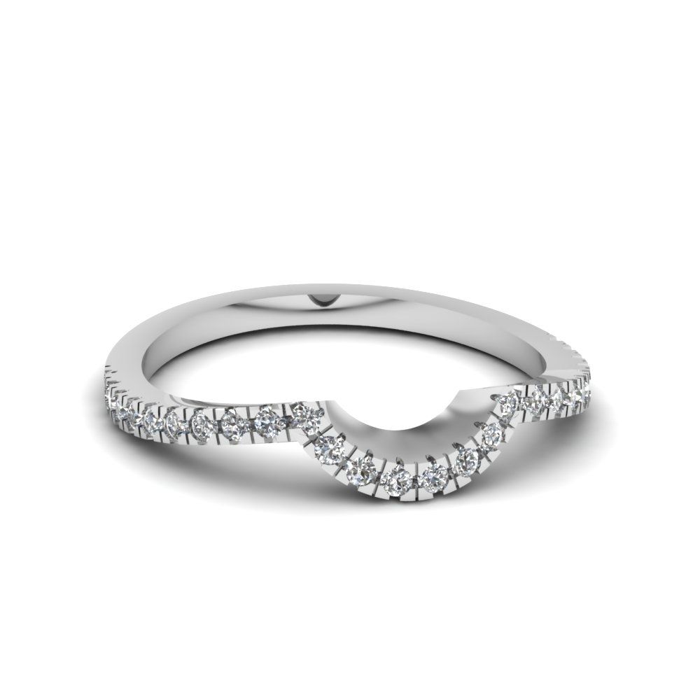 Featured Photo of Diamond Contour Wedding Bands In 14K White Gold
